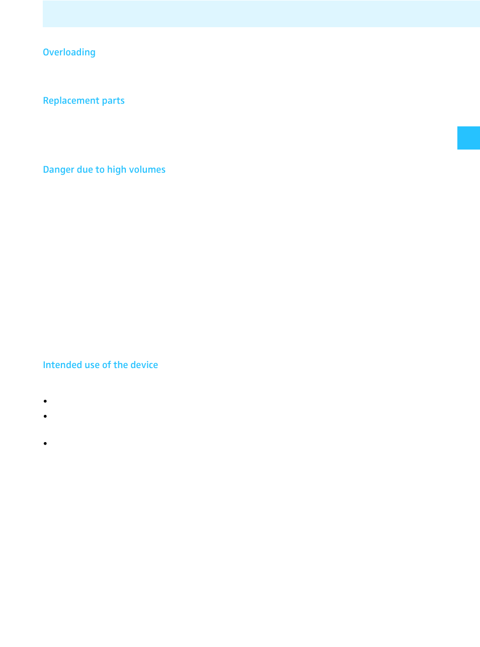 Overloading, Replacement parts, Intended use of the device | Sennheiser Tourguide Wireless Transmitter SR 2020 D User Manual | Page 5 / 32