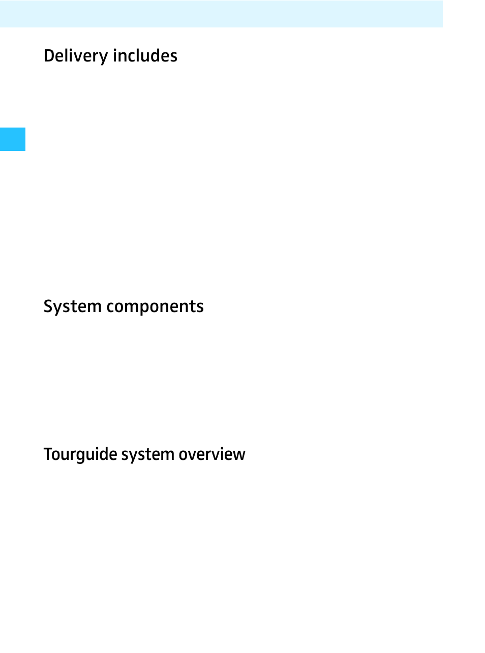 Delivery includes, System components, Tourguide system overview | Sennheiser Tourguide Wireless Transmitter SR 2020 D User Manual | Page 6 / 32