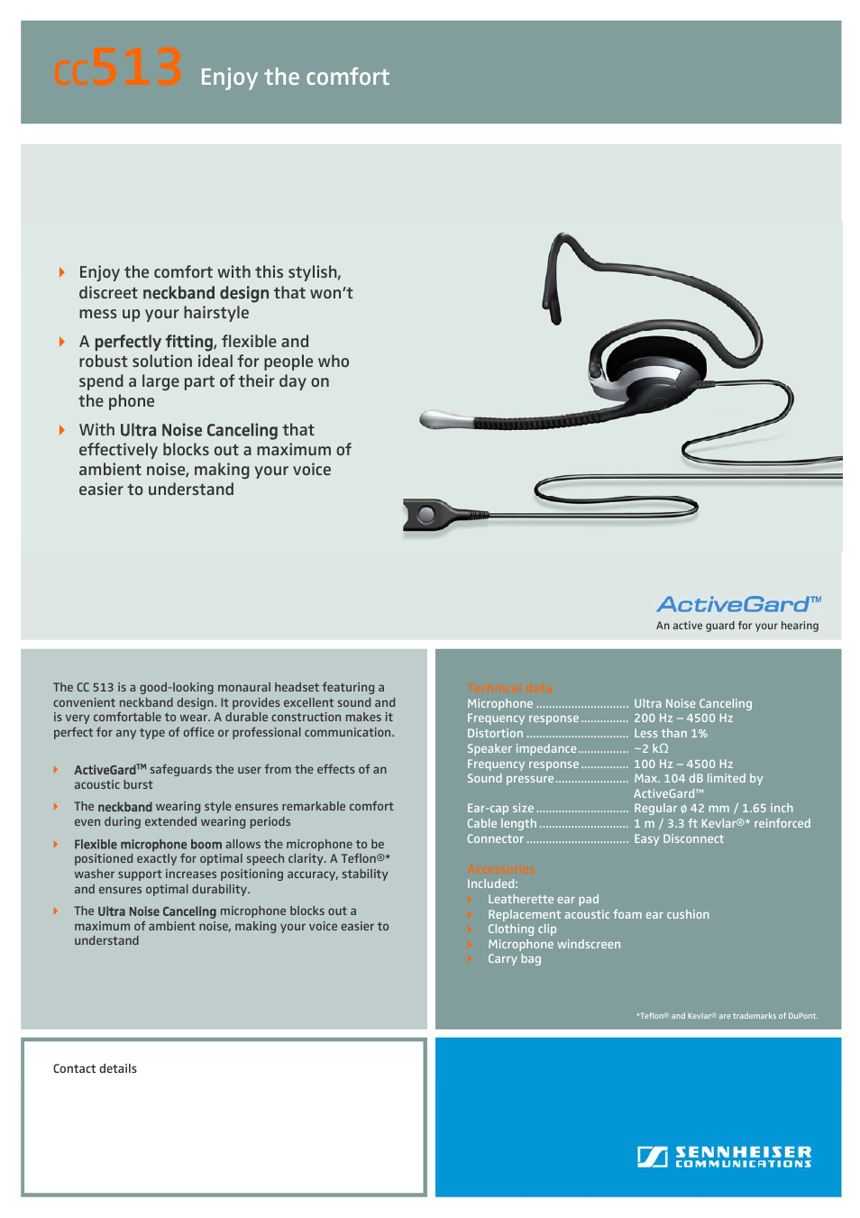 Sennheiser ACTIVEGARD CC513 User Manual | 1 page