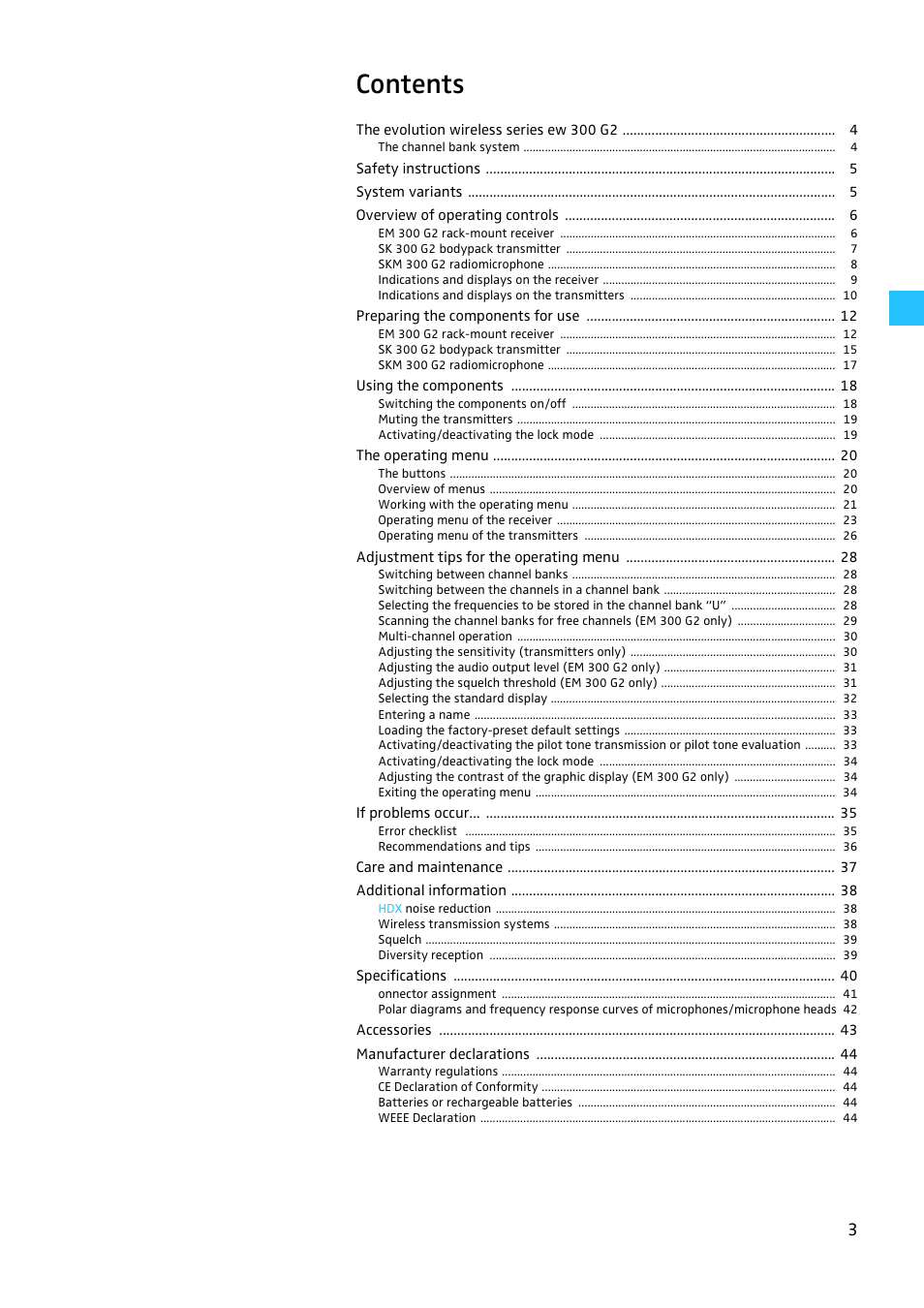 Sennheiser W300 User Manual | Page 3 / 45