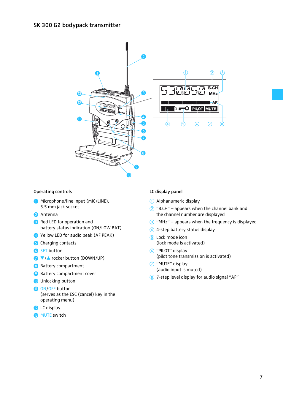 Sk 300 g2 bodypack transmitter | Sennheiser W300 User Manual | Page 7 / 45