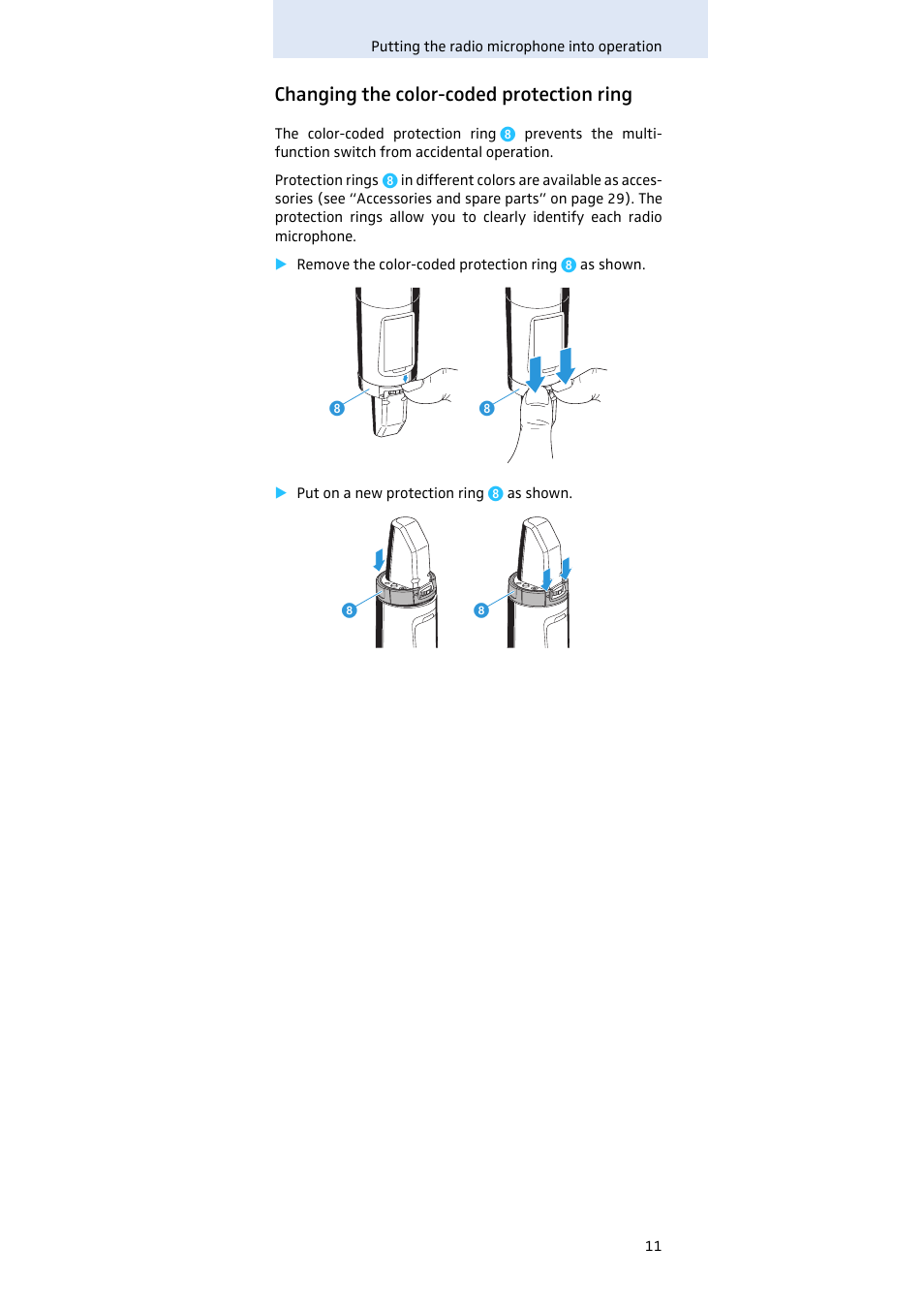 Changing the color-coded protection ring | Sennheiser SKM100 User Manual | Page 12 / 38