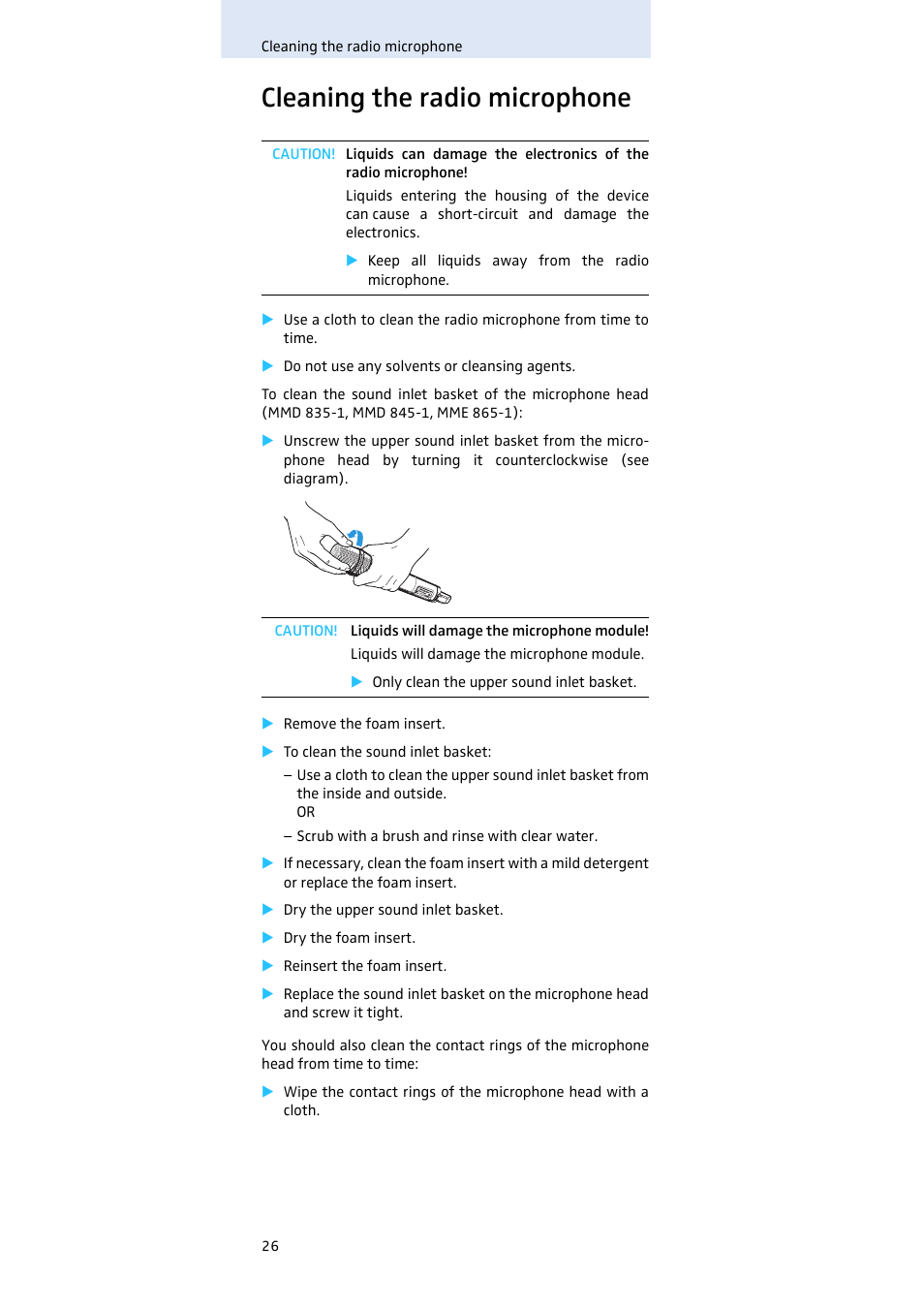 Cleaning the radio microphone | Sennheiser SKM100 User Manual | Page 27 / 38