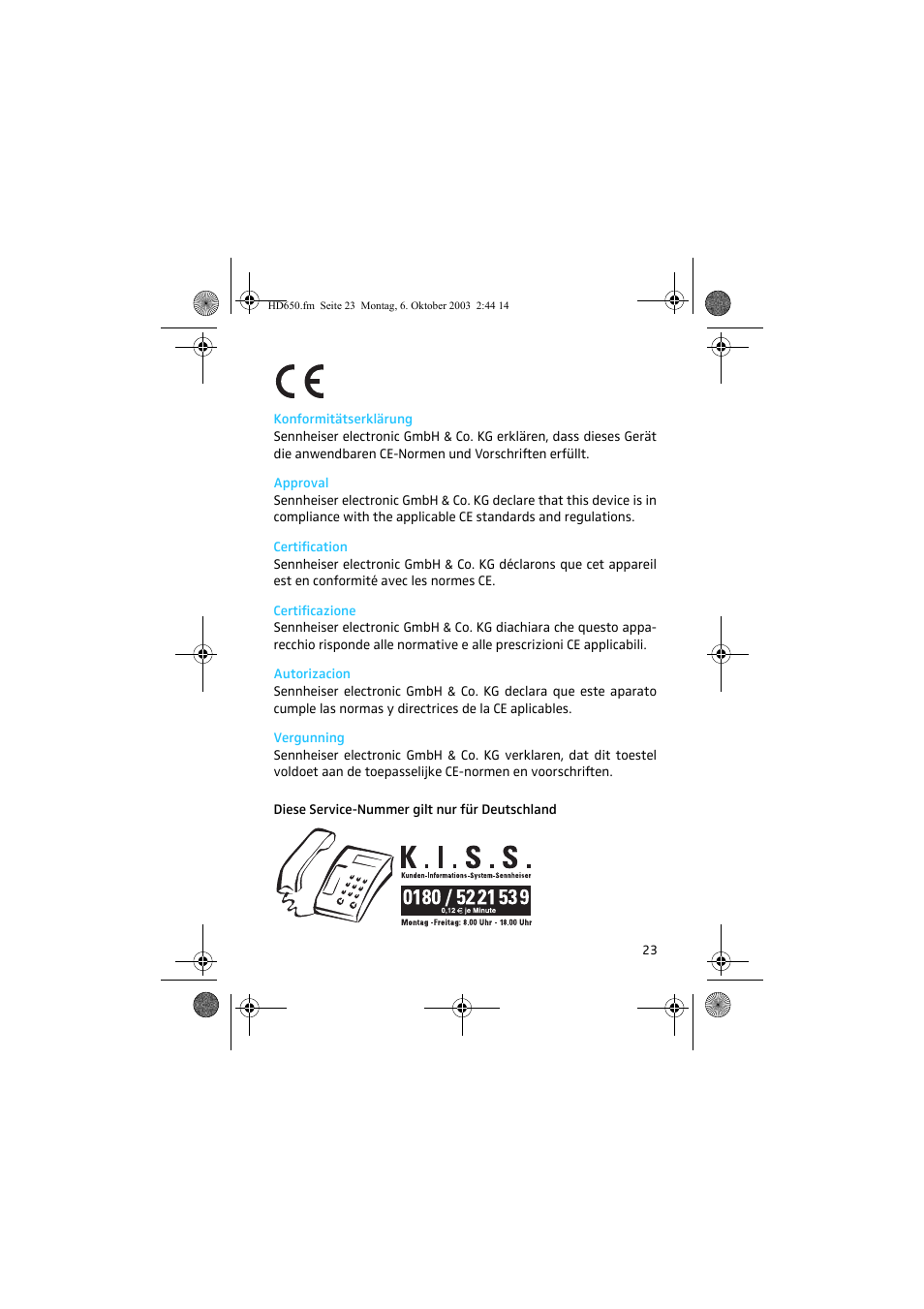 Sennheiser HD 650 User Manual | Page 23 / 24