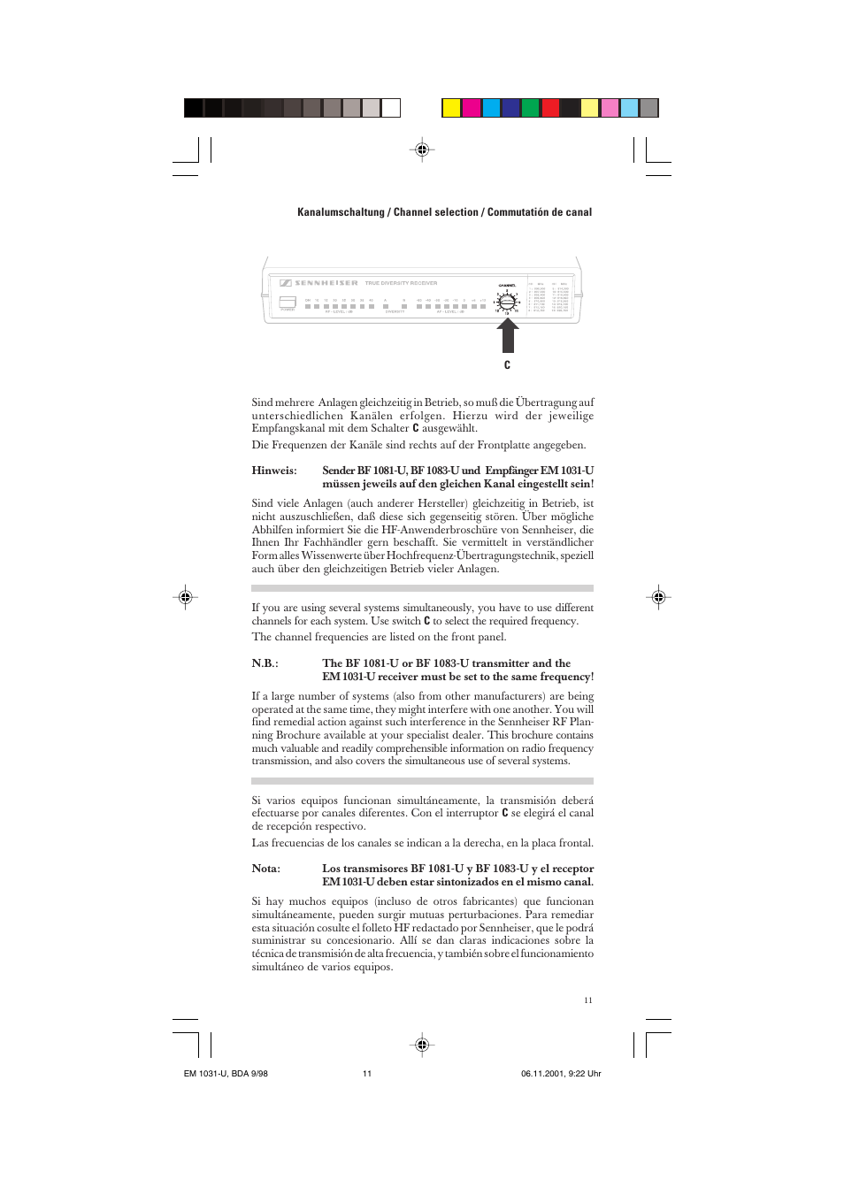 Sennheiser Receiver EM 1031-U User Manual | Page 11 / 40
