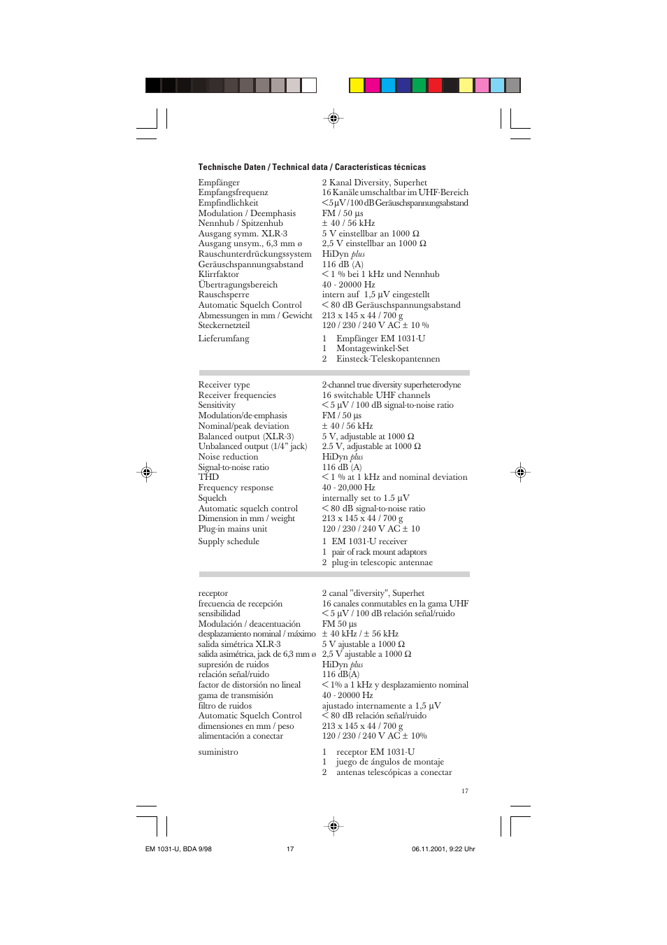Sennheiser Receiver EM 1031-U User Manual | Page 17 / 40