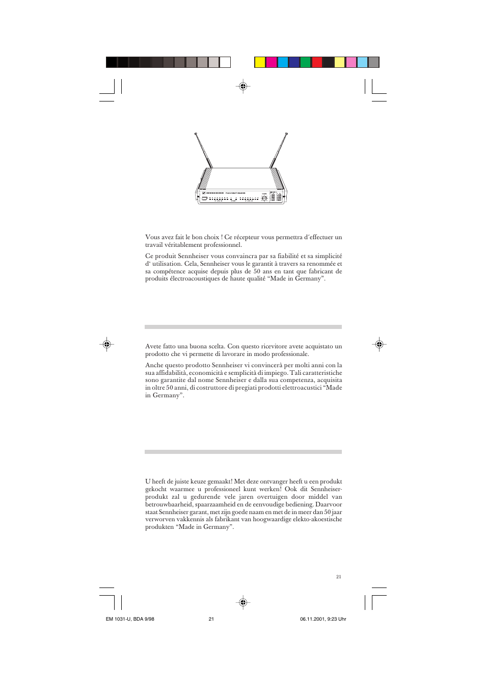 Sennheiser Receiver EM 1031-U User Manual | Page 21 / 40