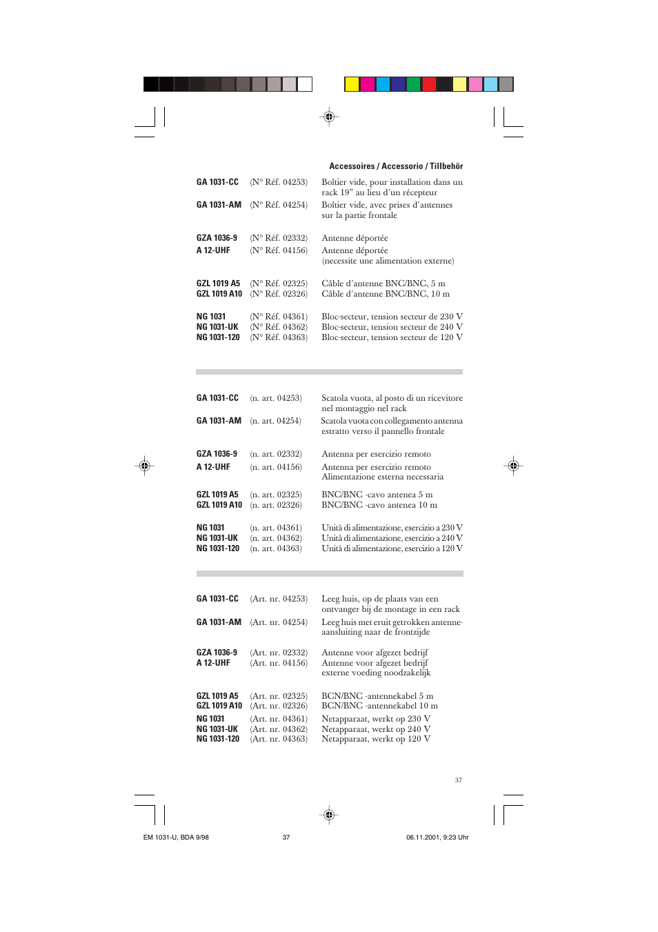 Sennheiser Receiver EM 1031-U User Manual | Page 37 / 40