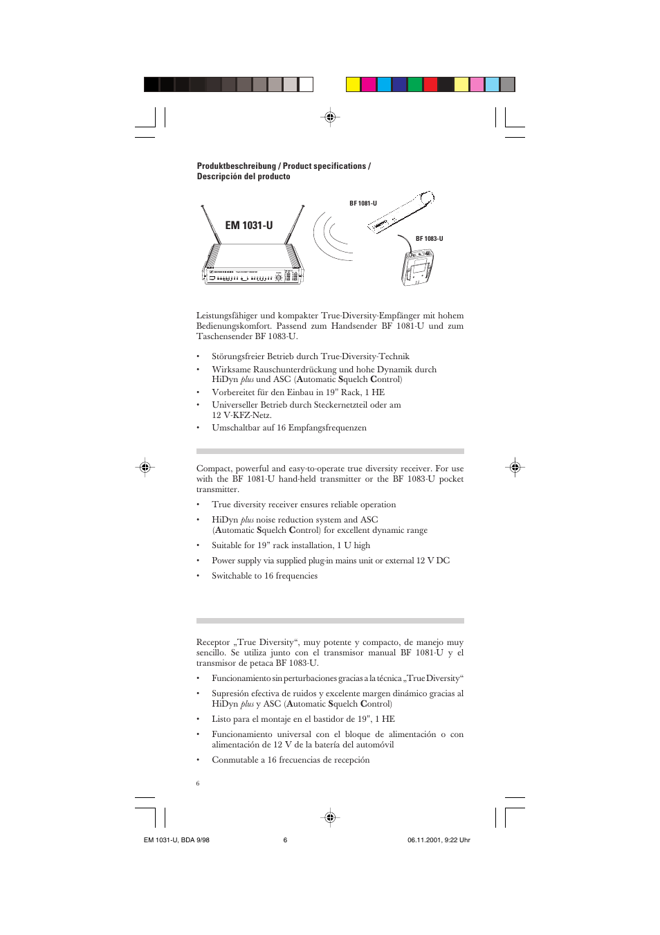 Em 1031-u | Sennheiser Receiver EM 1031-U User Manual | Page 6 / 40