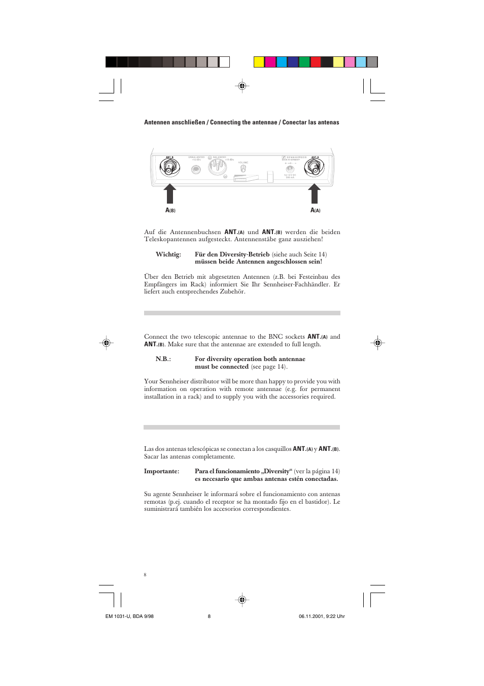Sennheiser Receiver EM 1031-U User Manual | Page 8 / 40