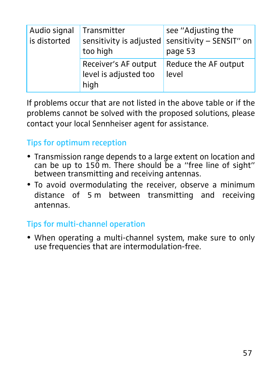 Tips for optimum reception, Tips for multi-channel operation | Sennheiser SKP 3000 User Manual | Page 25 / 34