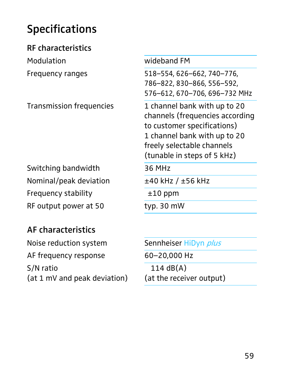 Specifications | Sennheiser SKP 3000 User Manual | Page 27 / 34