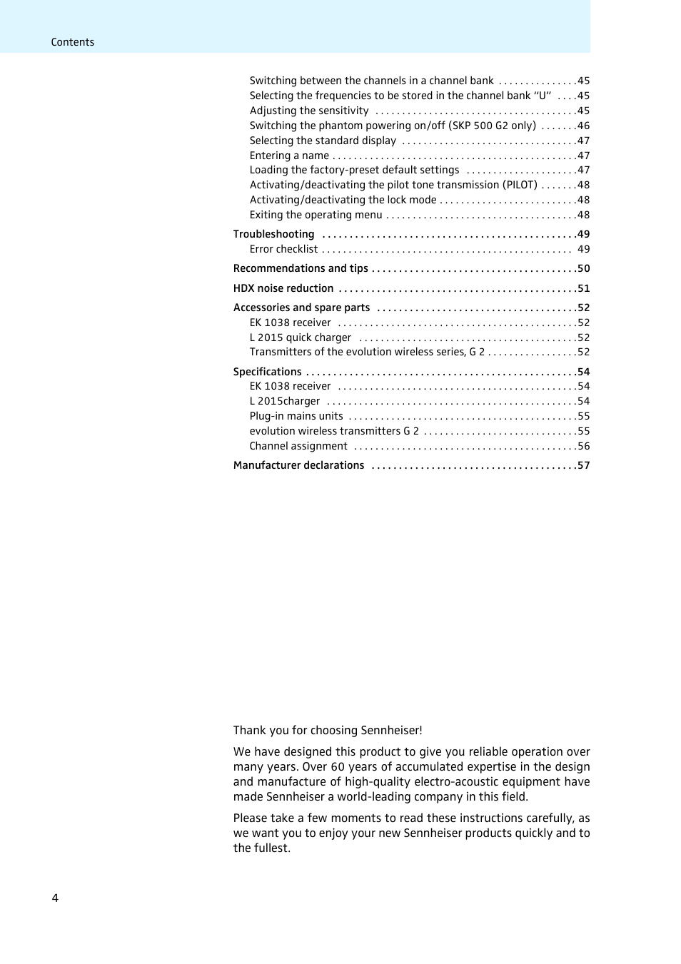 Sennheiser LV308 User Manual | Page 4 / 60