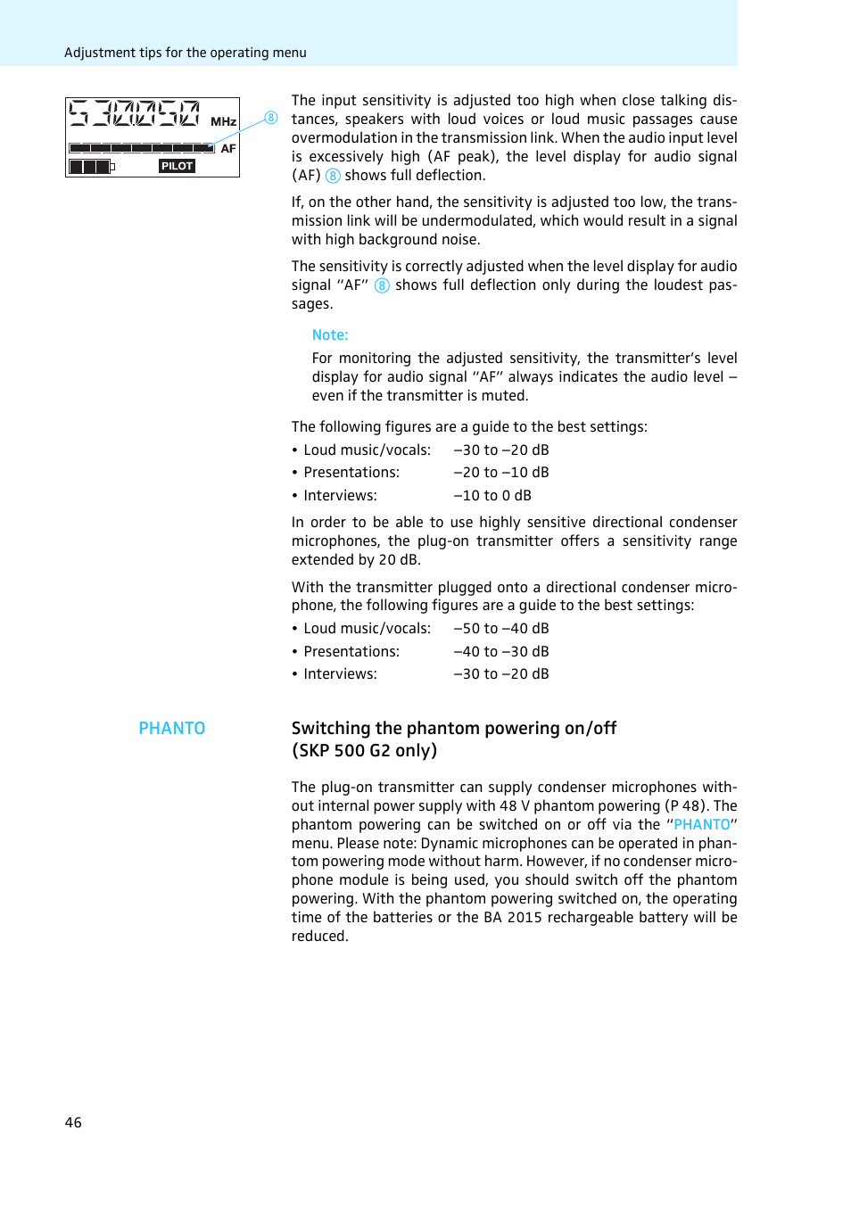 Sennheiser LV308 User Manual | Page 46 / 60