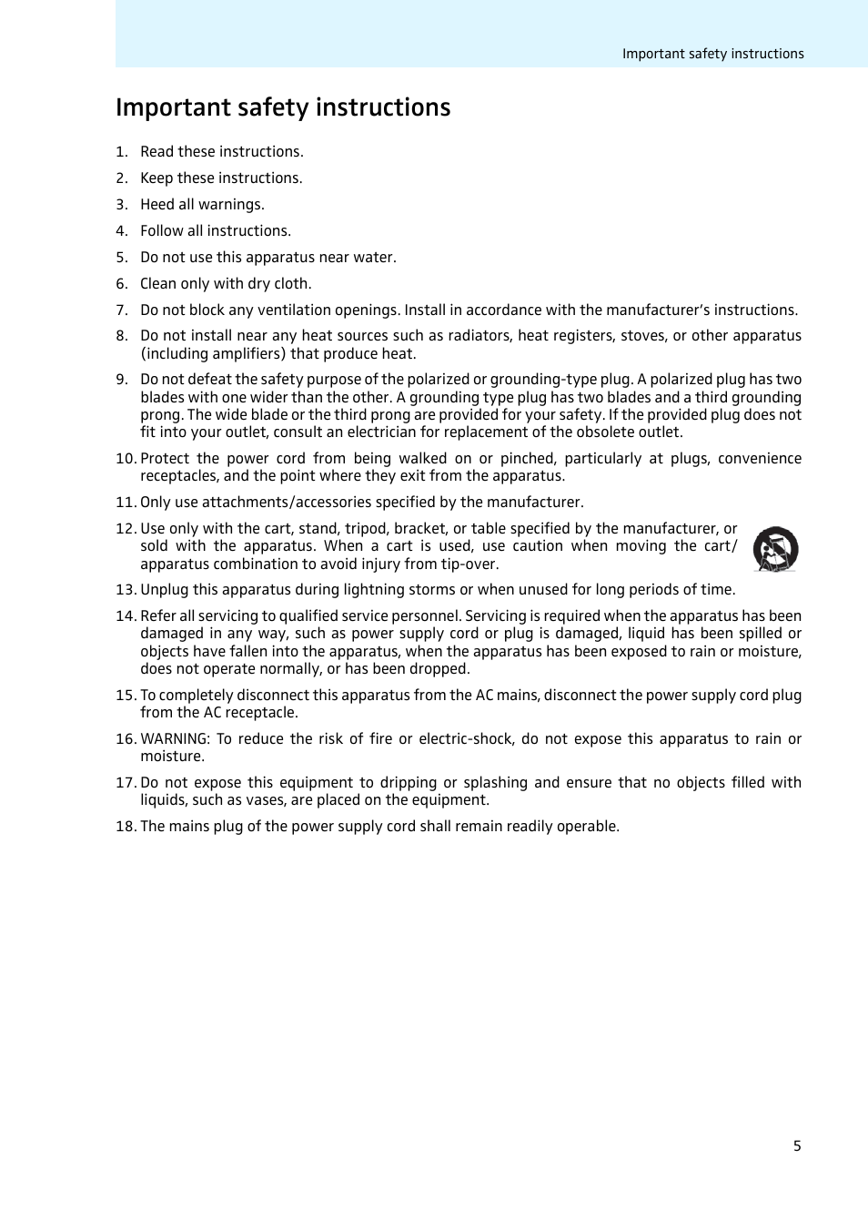 Important safety instructions | Sennheiser LV308 User Manual | Page 5 / 60
