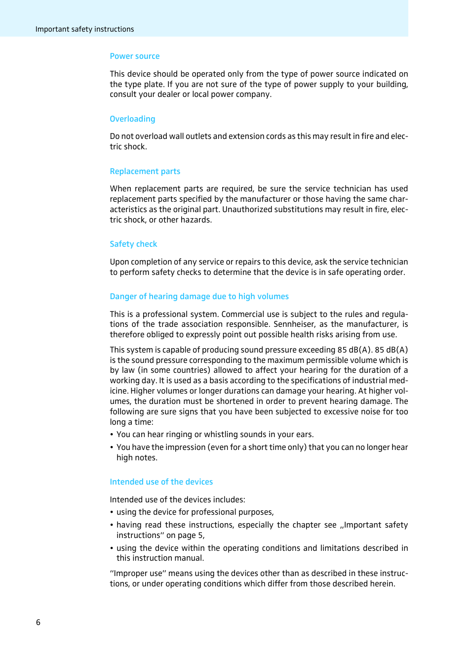Sennheiser LV308 User Manual | Page 6 / 60
