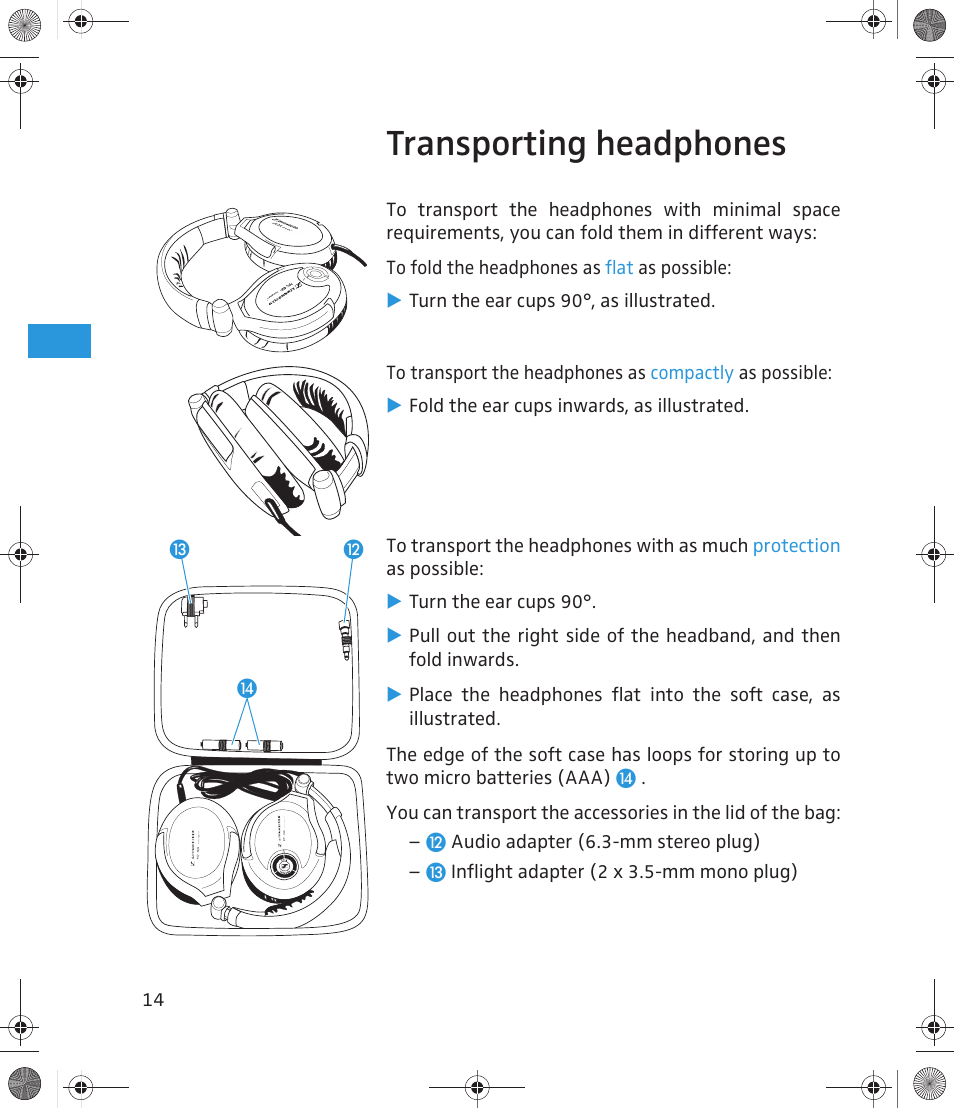 Transporting headphones | Sennheiser 500643 User Manual | Page 15 / 20