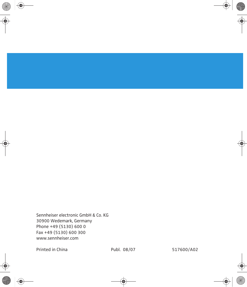 Sennheiser 500643 User Manual | Page 20 / 20