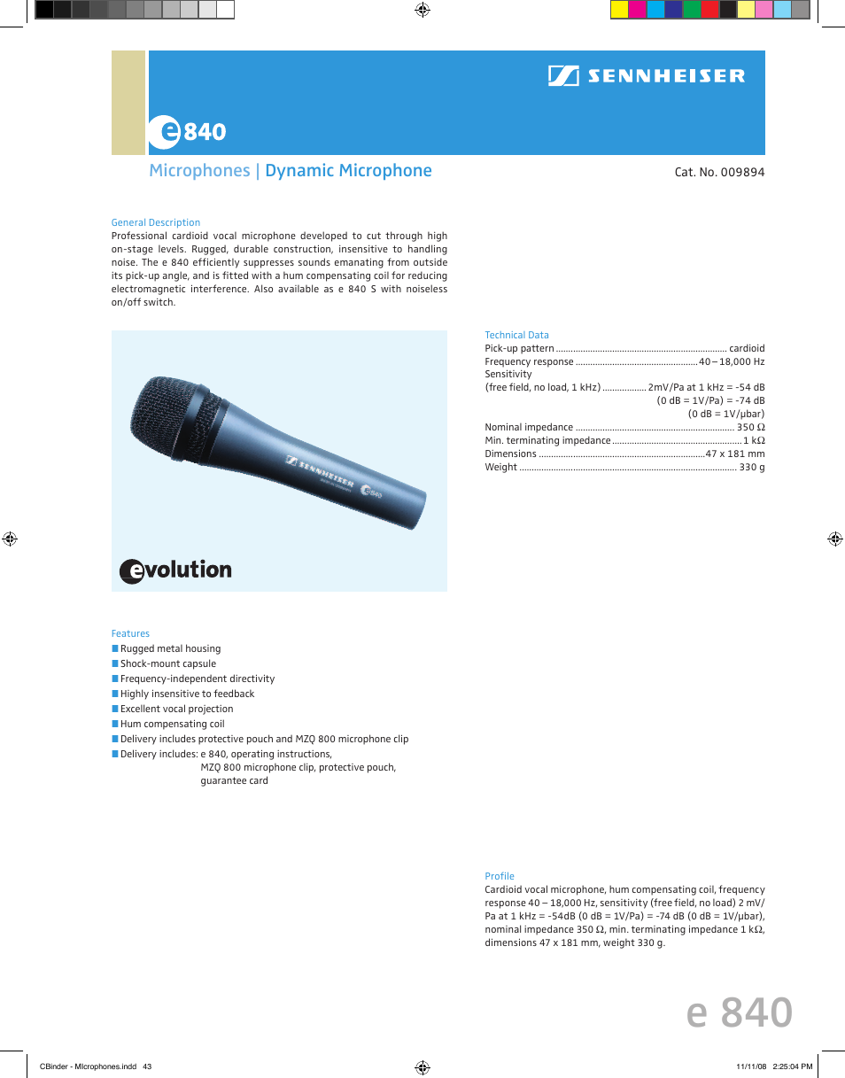 Sennheiser Evolution 009894 User Manual | 1 page