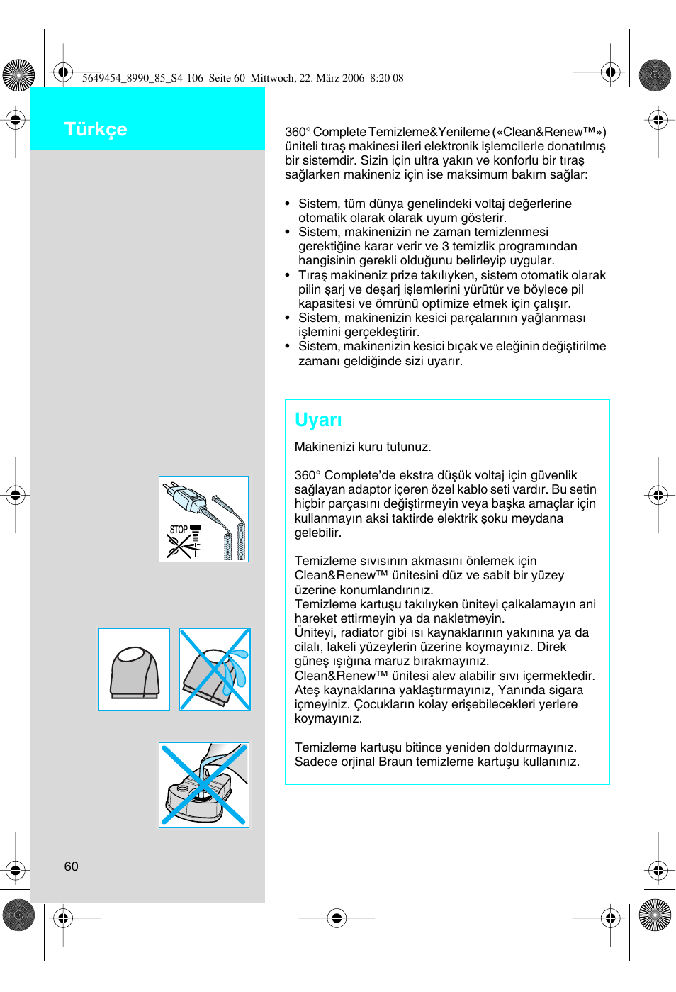 Uyar, Türkçe | Braun 8990 User Manual | Page 60 / 99