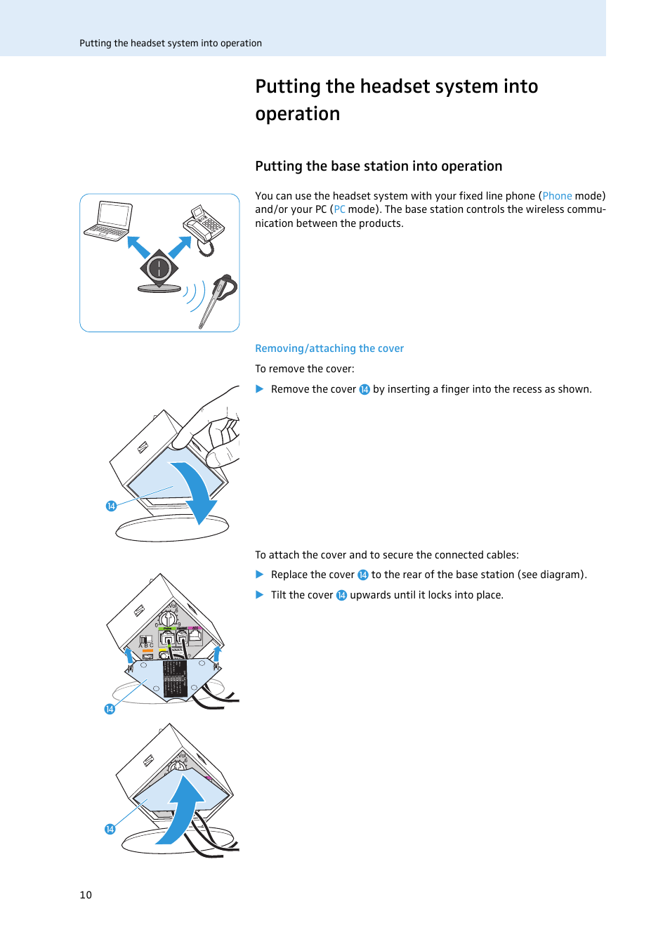 Putting the headset system into operation, Putting the base station into operation | Sennheiser 504302 User Manual | Page 11 / 44