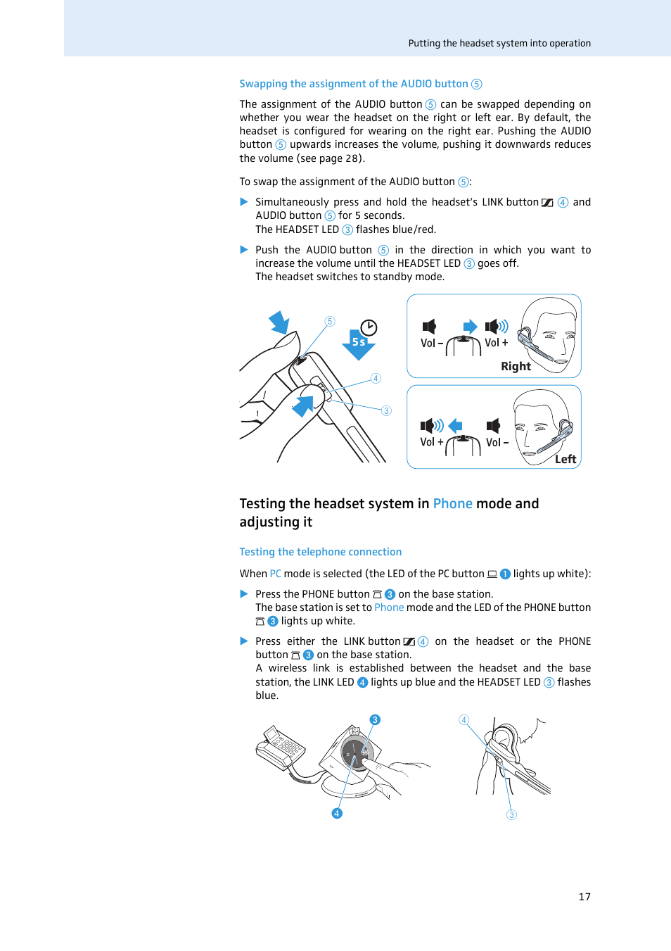 Testing the headset system in, Phone | Sennheiser 504302 User Manual | Page 18 / 44