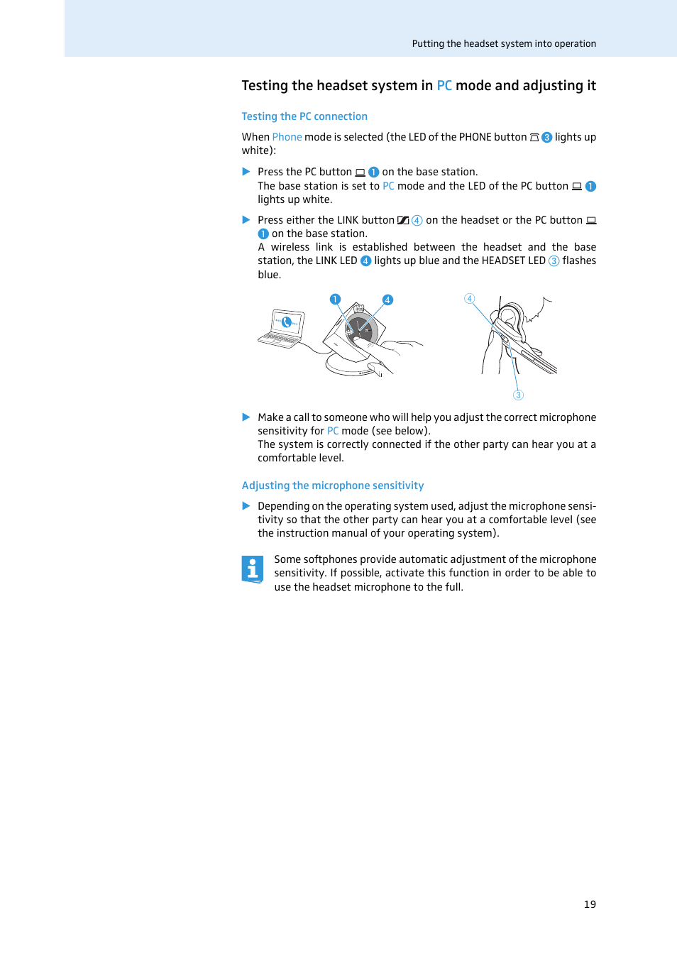 Testing the headset system in | Sennheiser 504302 User Manual | Page 20 / 44
