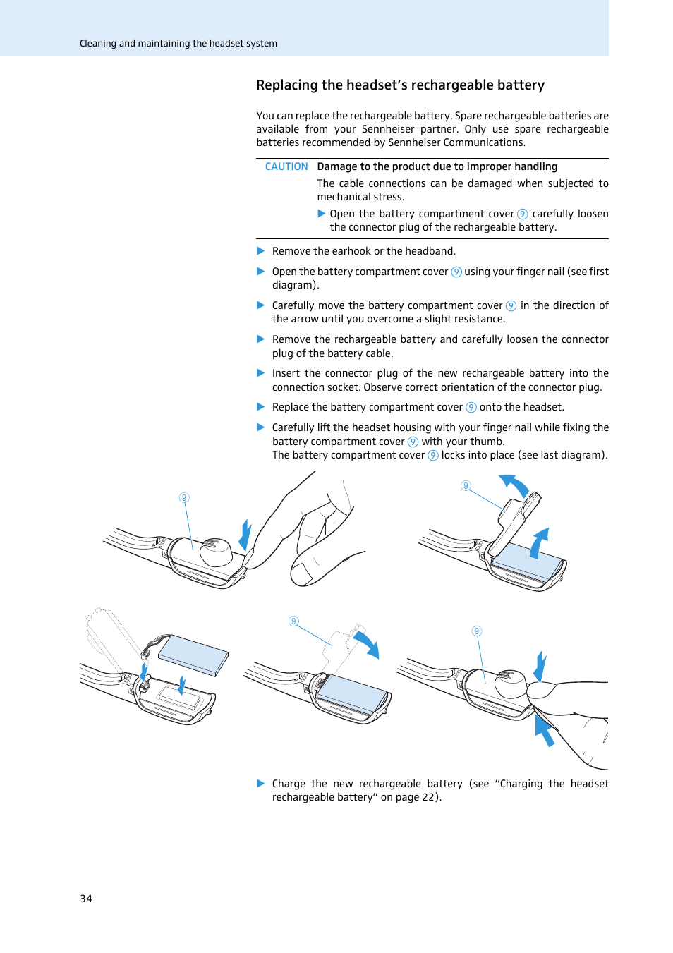Replacing the headset’s rechargeable battery | Sennheiser 504302 User Manual | Page 35 / 44