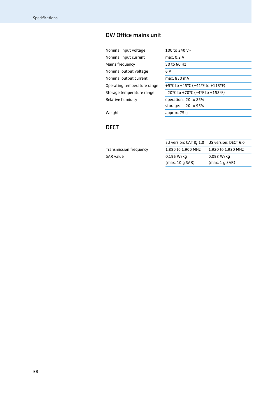 Dw office mains unit dect | Sennheiser 504302 User Manual | Page 39 / 44