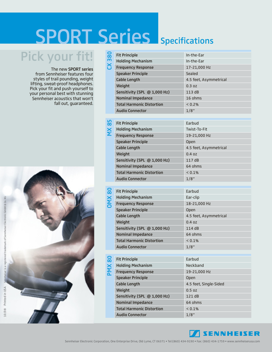 Sport series, Pick your fit, Specifications | Sennheiser CX 380 User Manual | Page 2 / 2