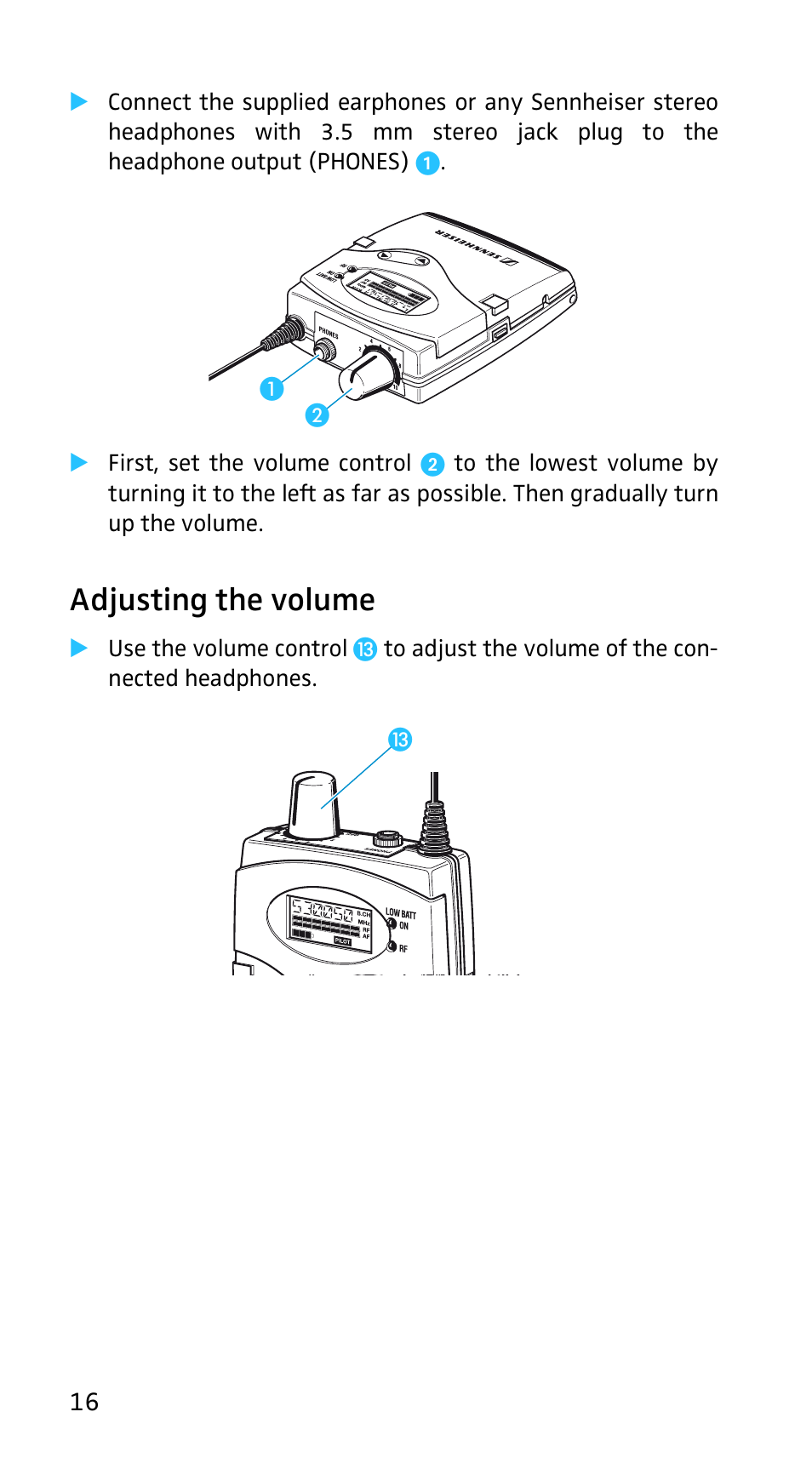 Adjusting the volume | Sennheiser EK3253 User Manual | Page 14 / 36