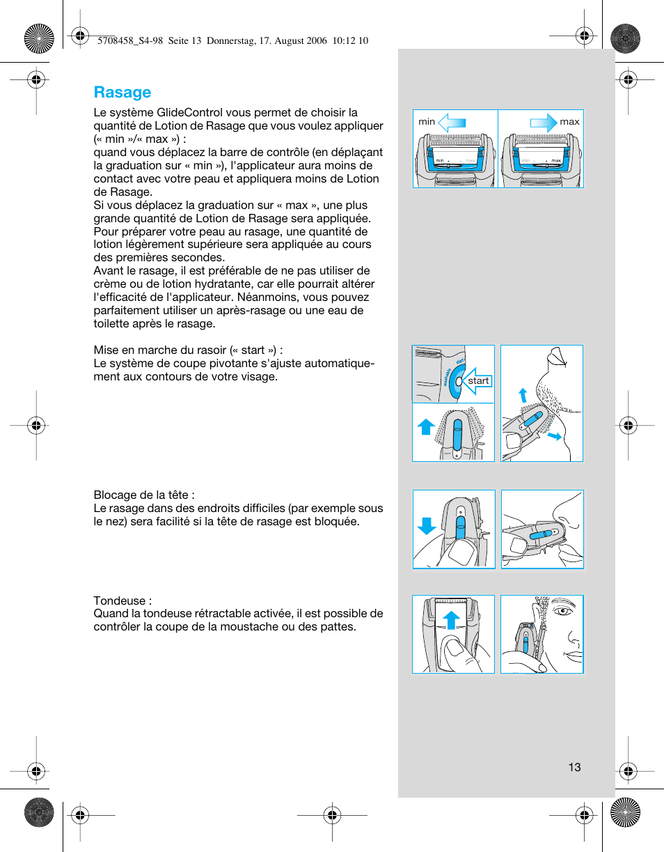 Rasage | Braun 6610 User Manual | Page 13 / 95