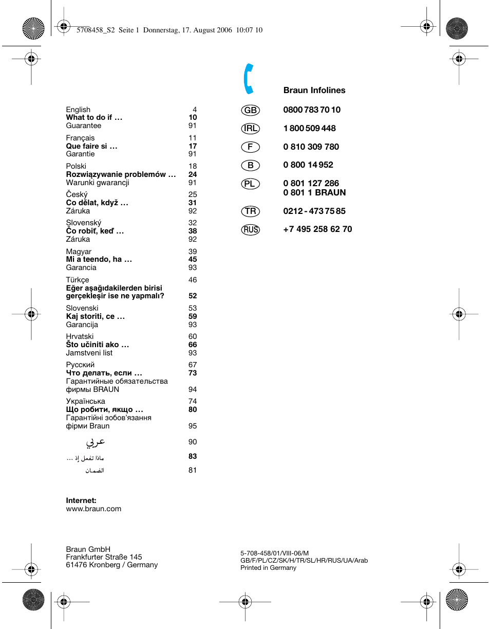 Braun 6610 User Manual | Page 2 / 95