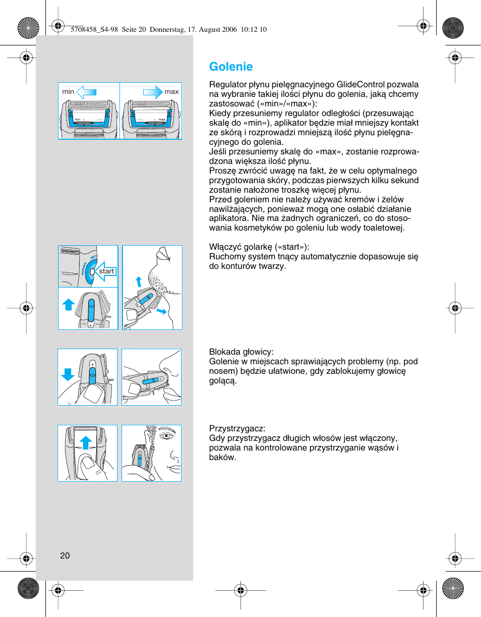 Golenie | Braun 6610 User Manual | Page 20 / 95