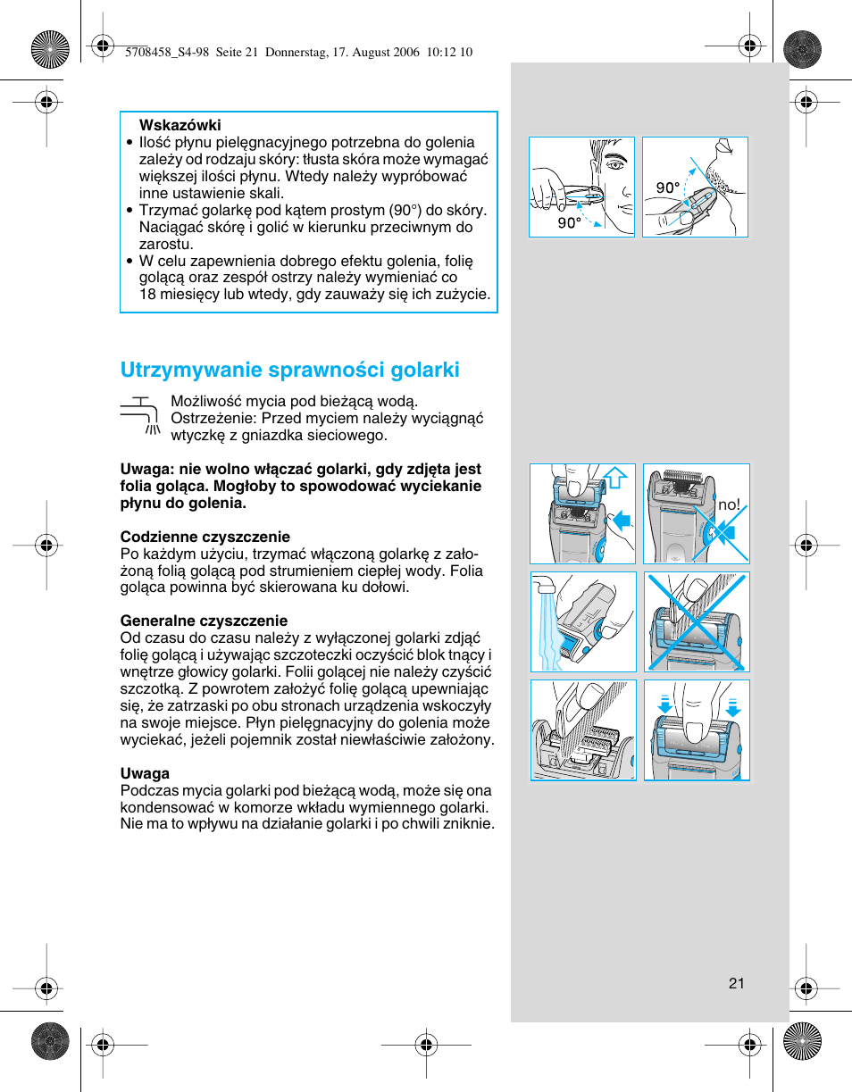 Utrzymywanie sprawnoêci golarki | Braun 6610 User Manual | Page 21 / 95