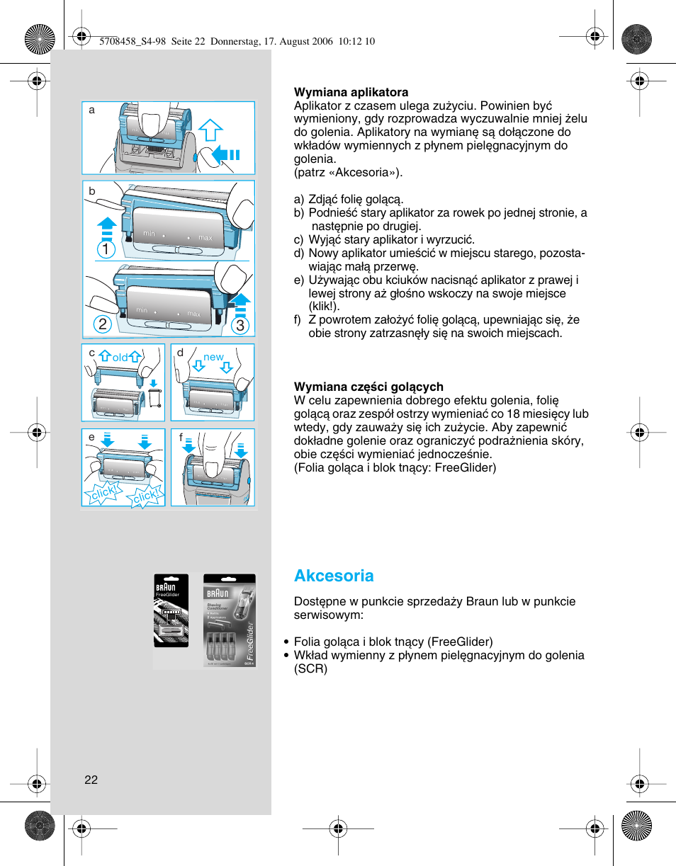 Akcesoria, Click, Click! d | Braun 6610 User Manual | Page 22 / 95