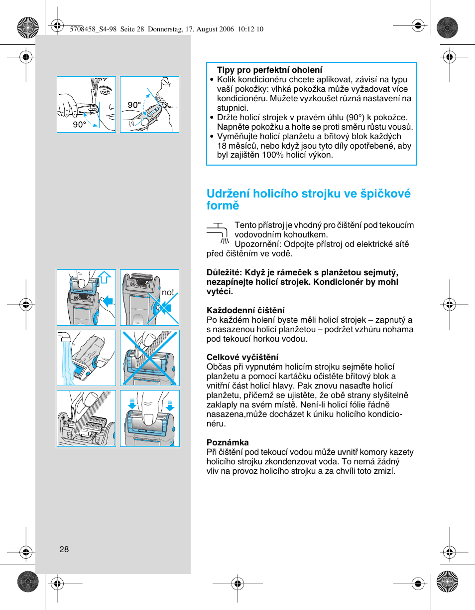 Udrïení holicího strojku ve ‰piãkové formû | Braun 6610 User Manual | Page 28 / 95