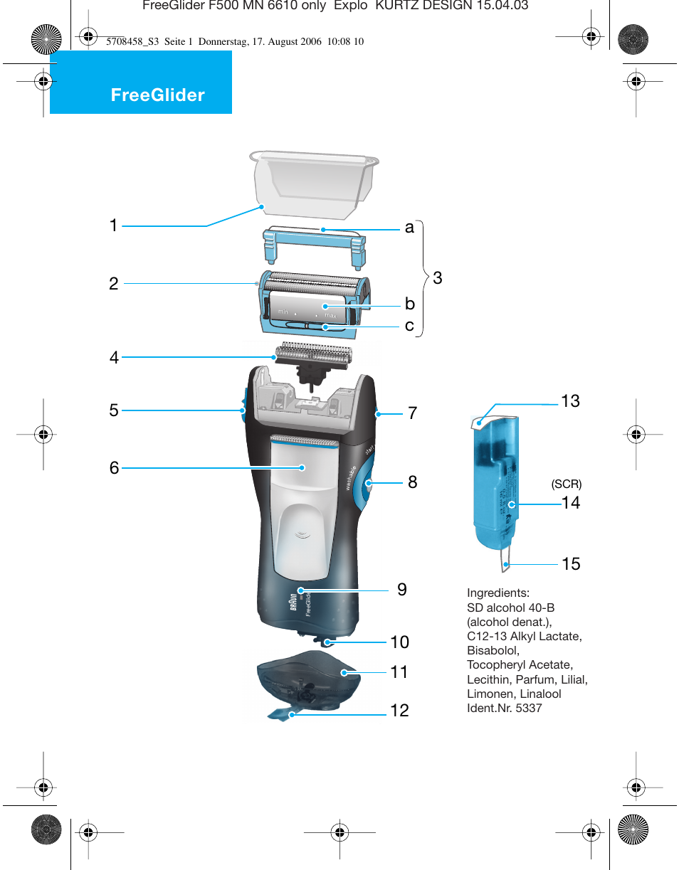 Freeglider, B c a | Braun 6610 User Manual | Page 3 / 95