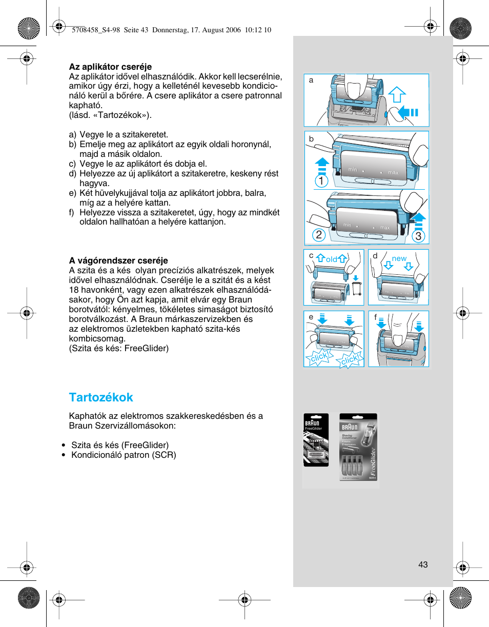 Tartozékok, Click, Click! d | Braun 6610 User Manual | Page 43 / 95