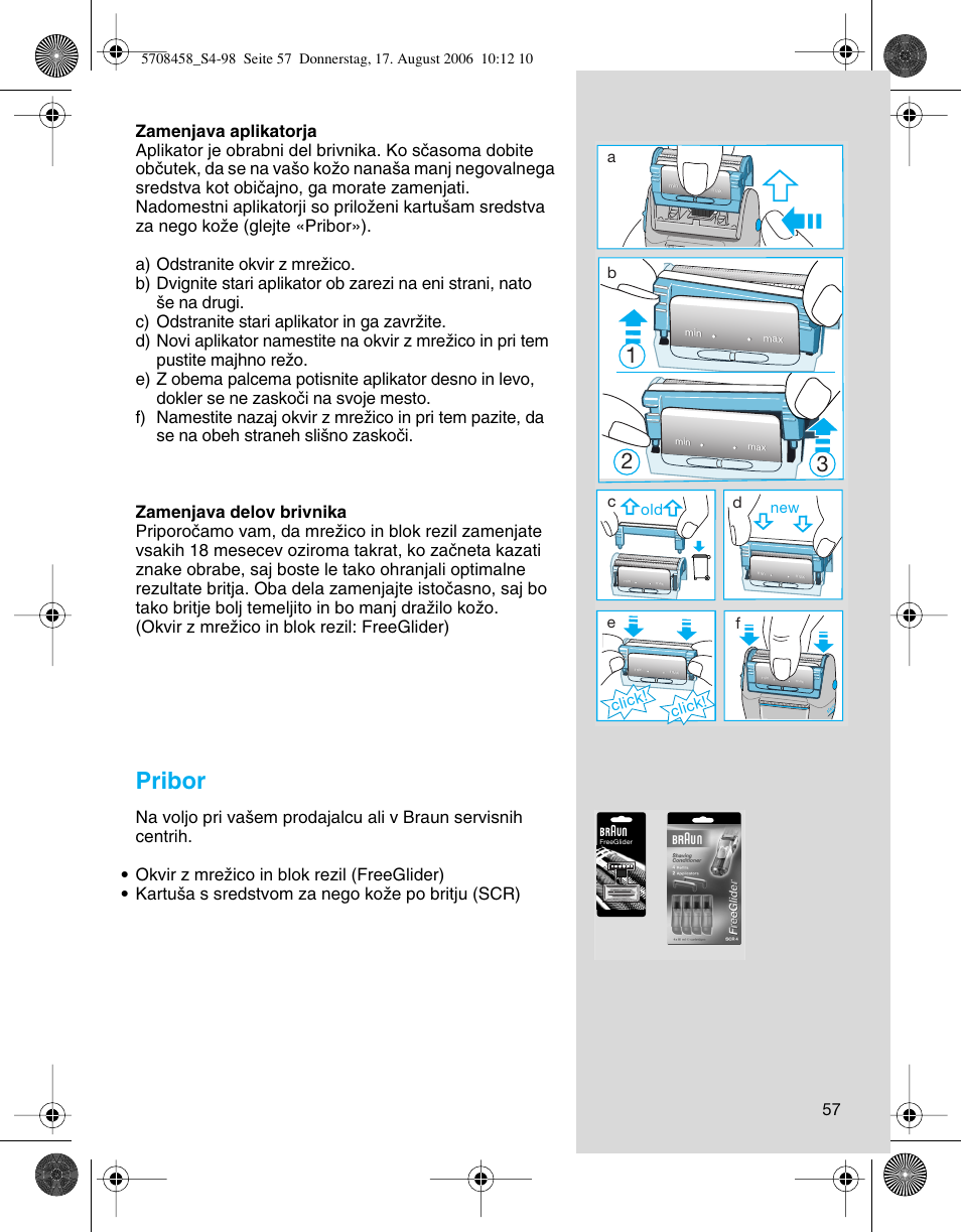 Pribor, Click, Click! d | Braun 6610 User Manual | Page 57 / 95