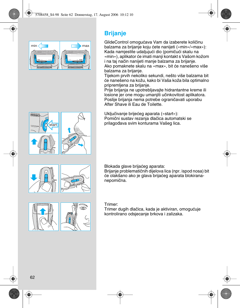 Brijanje | Braun 6610 User Manual | Page 62 / 95