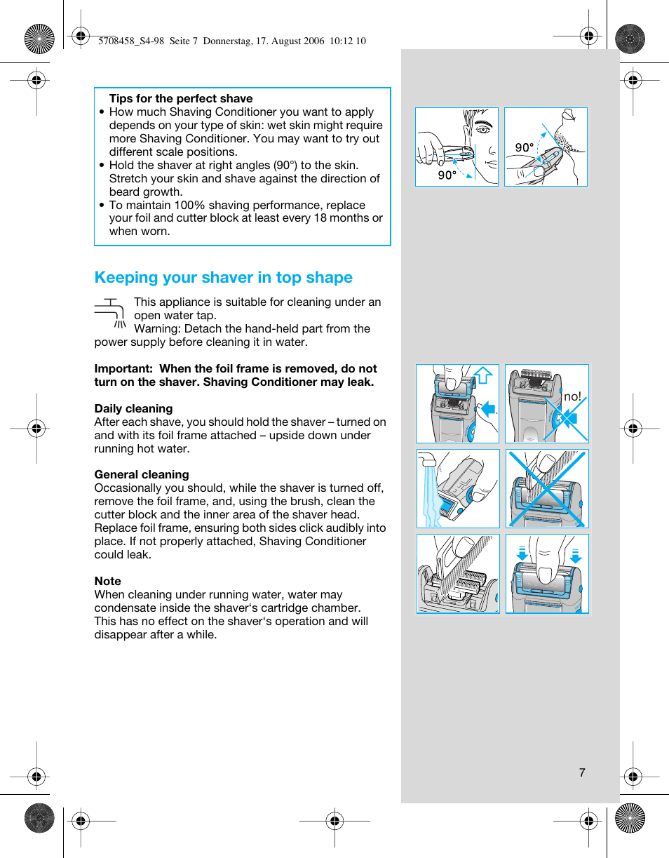 Keeping your shaver in top shape | Braun 6610 User Manual | Page 7 / 95