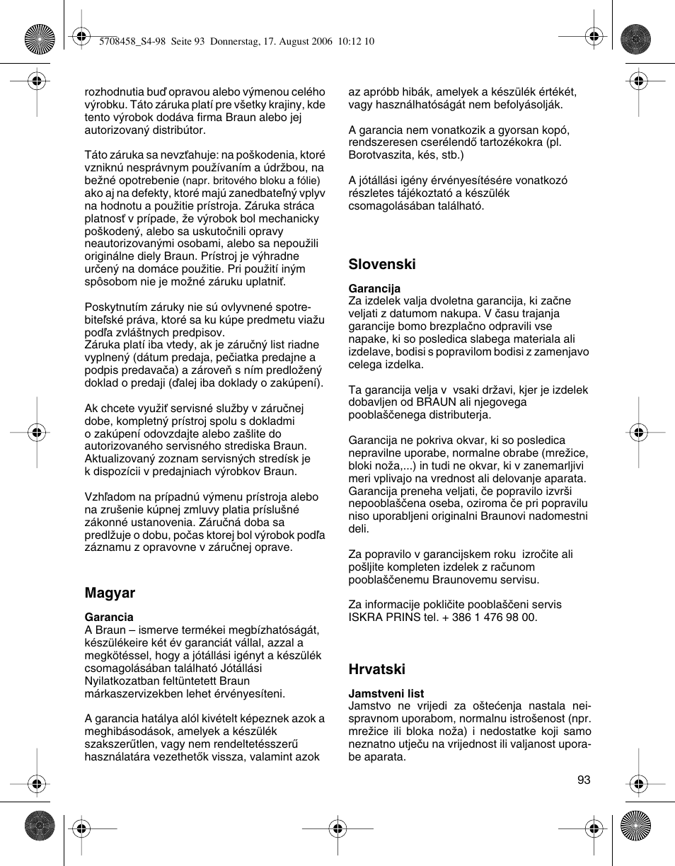 Braun 6610 User Manual | Page 93 / 95
