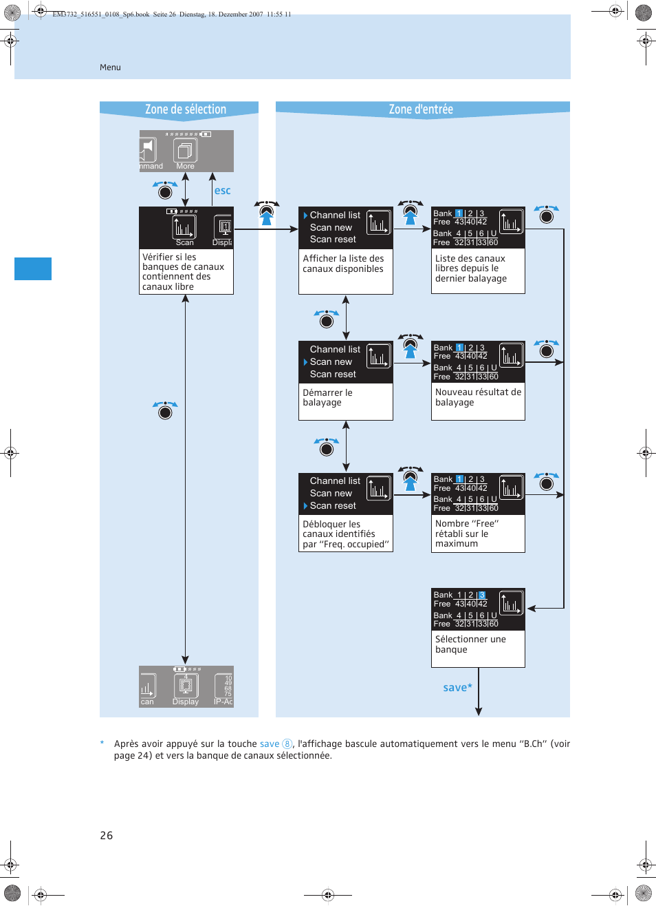 Zone d'entrée zone de sélection, Save | Sennheiser EM 3732 User Manual | Page 118 / 269