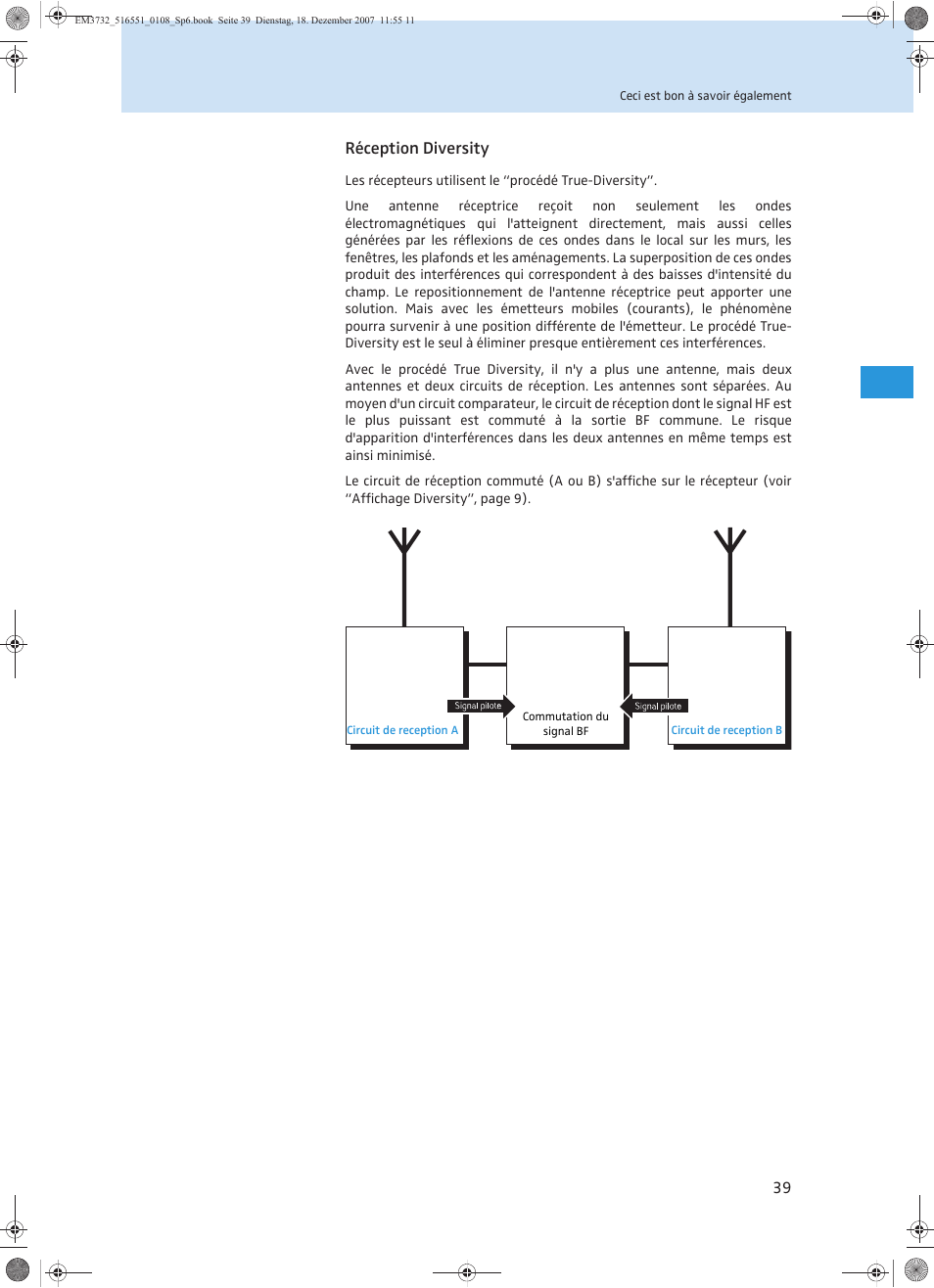 Réception diversity | Sennheiser EM 3732 User Manual | Page 131 / 269