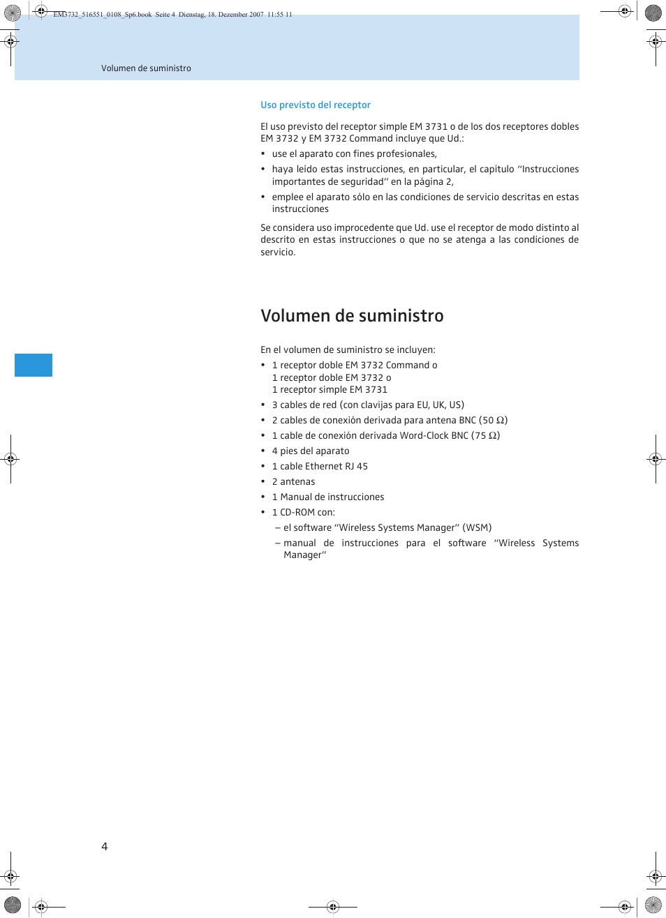 Volumen de suministro | Sennheiser EM 3732 User Manual | Page 184 / 269