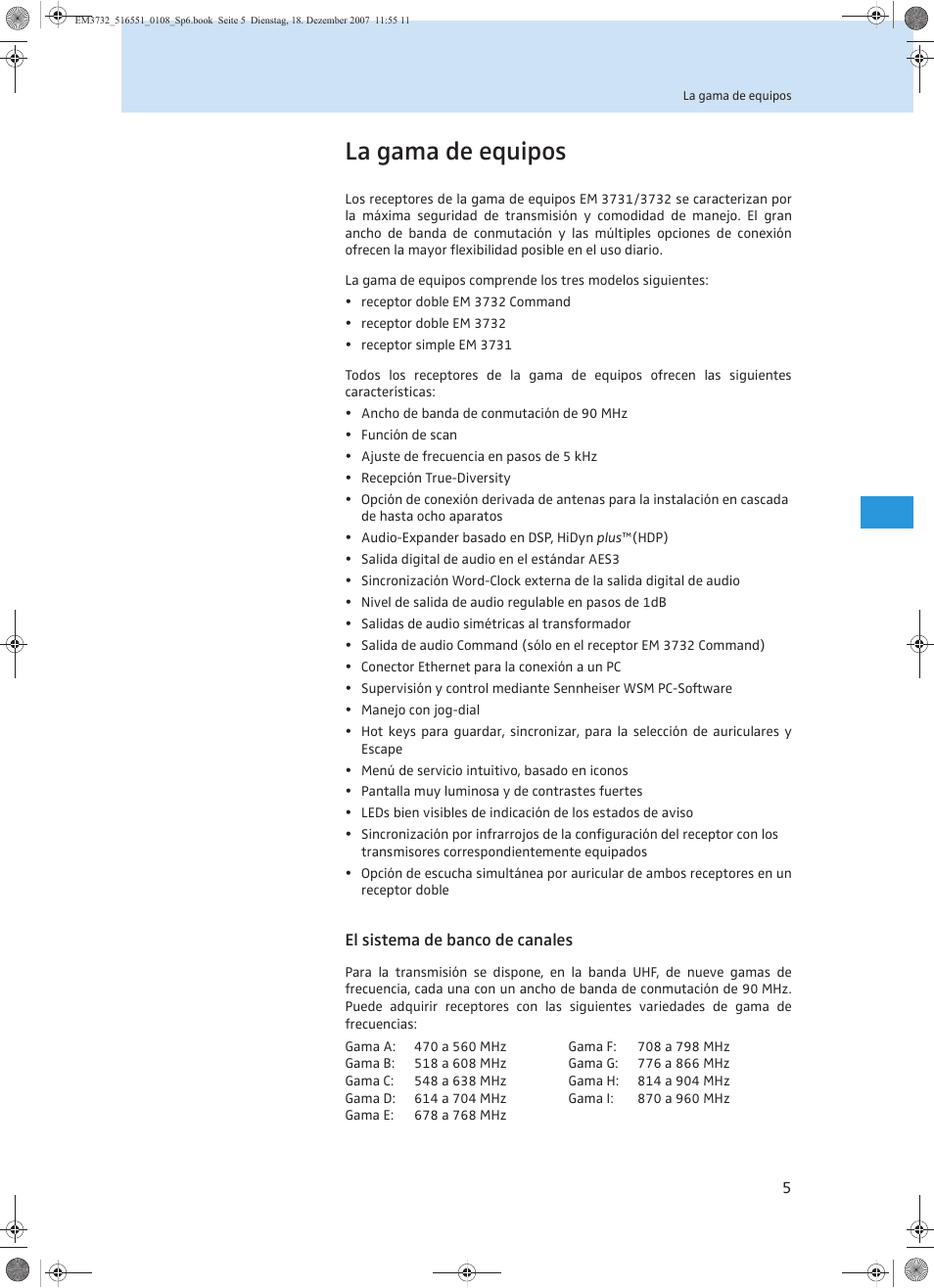 La gama de equipos | Sennheiser EM 3732 User Manual | Page 185 / 269
