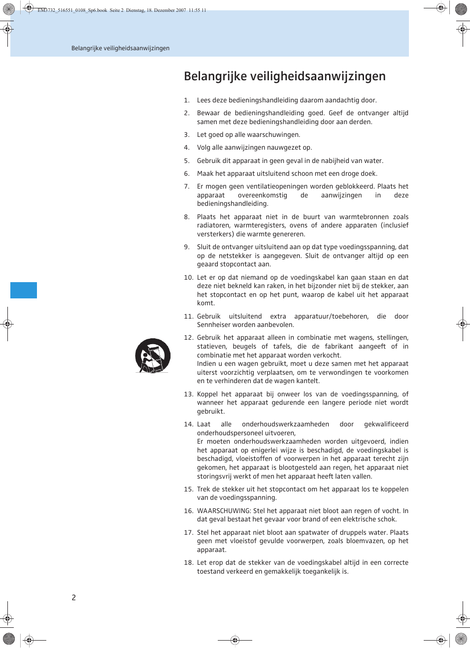 Belangrijke veiligheidsaanwijzingen | Sennheiser EM 3732 User Manual | Page 226 / 269