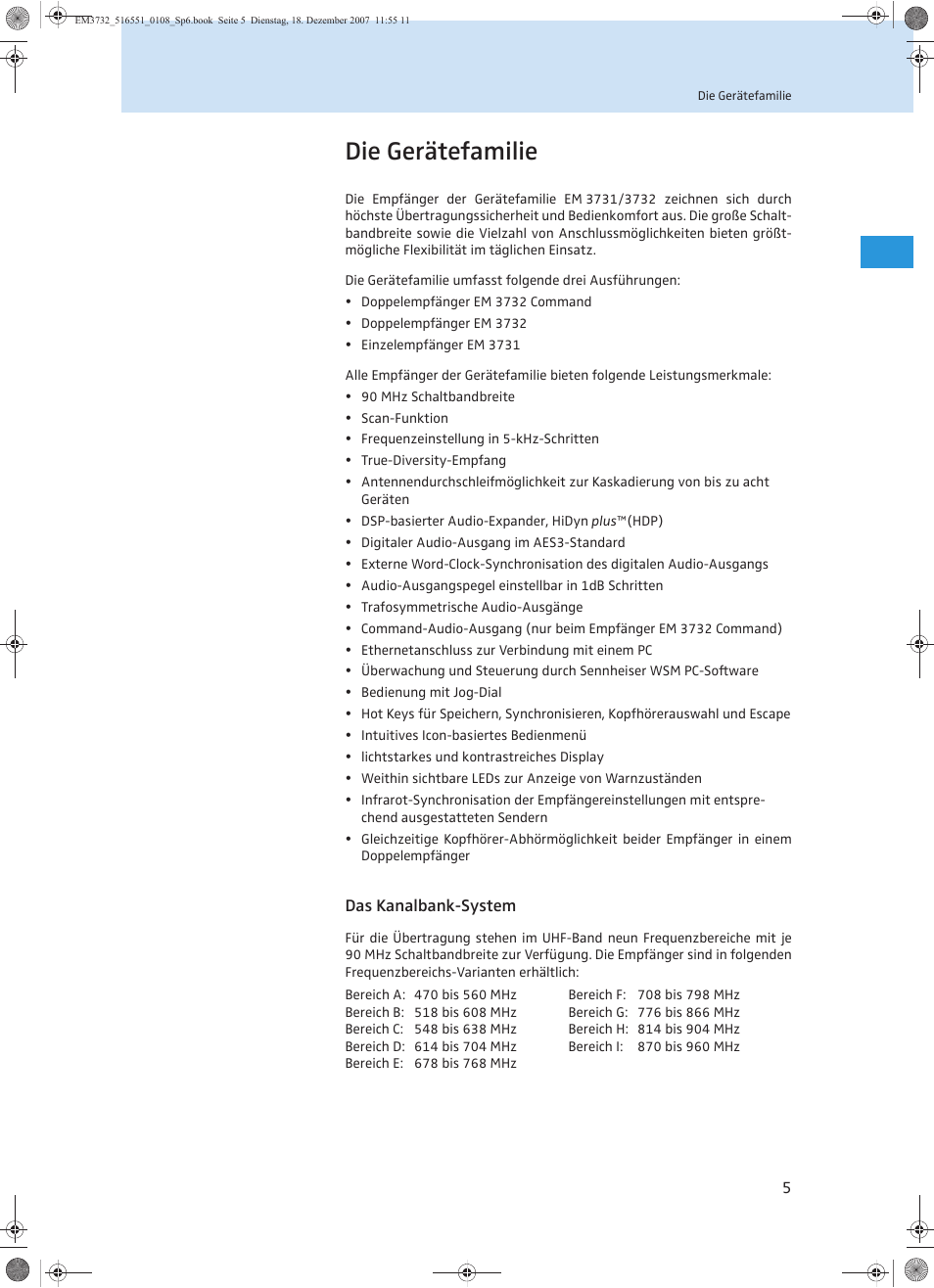 Die gerätefamilie | Sennheiser EM 3732 User Manual | Page 9 / 269