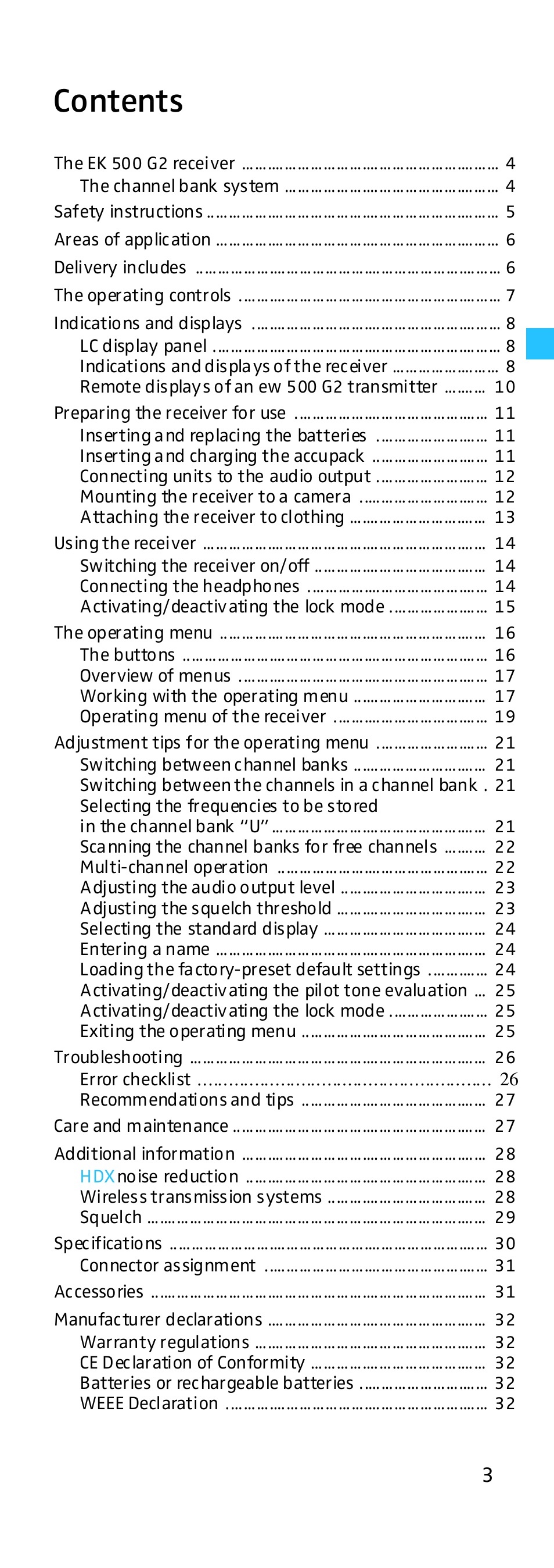 Sennheiser EK 500 G2 User Manual | Page 3 / 33